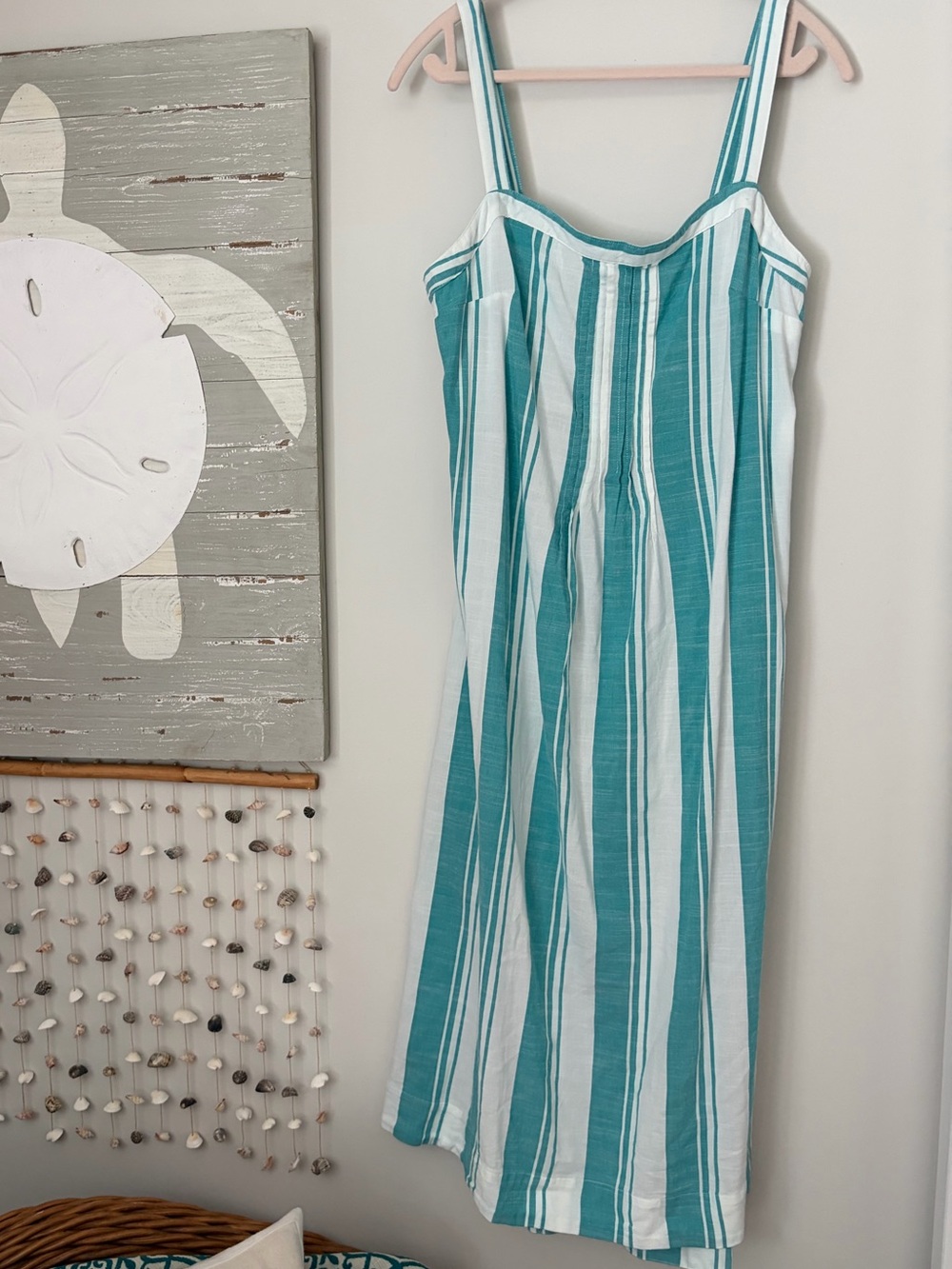 Sonoma Teal and White Striped Sundress